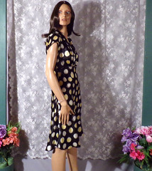 Vintage 90s Polka Dot Dress Size Small 1990s Y2K Grunge Feminine Retro Swing