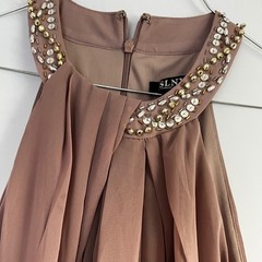 SLNY Embellished Neckline Sleeveless Gown Cashmere Size 6