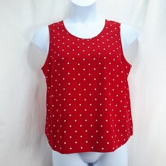 2 Piece Draper’s & Damon’s Womens Size 12P Jacket Tank Shell Red Blue Polka Dots