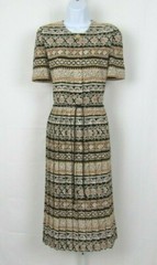 VTG 1970s LADY CAROL PETITES SECRETARY DRESS SIZE 10 ROPE BELT POLY PLEATED