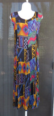 VTG 1980s ANU GAUZY ABSTRACT BOHO HIPPIE ETHNIC PEASANT DRESS SIZE LG TIE BELTS