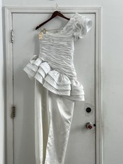 1990’s New $530 Julie Duroche After 5 White Diamond Wedding Prom Dress Dynasty 8