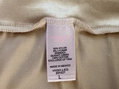 VICTORIA’S SECRET Lrg Champagne Second Skin Satin Hi Cut Brief Panties Vintage
