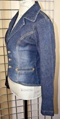 Vintage Jean Jacket Frankie B Size S/M 00s Blue Denim Fitted Blazer Made USA