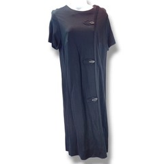 VTG 60’s 100% Polyester Sheath Funeral Dress Size XL 14/16 Black Metal Buttons
