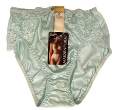 NWT Vtg Maidenform Turquoise Chantilly Lace Nylon High Leg Brief Panties Medium❤