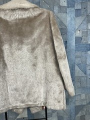 60s VINTAGE Faux Fur Pea Coat Wood Buttons Size Small Gorgeous