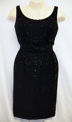 VTG 50’s Pin Up Beaded Dress Rockabilly 32/25/34″ Wiggle Tassel 1lb Black Sexy