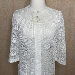 Vintage Action Scene By Rose Marie Reid White Lace House Dress Cover Up