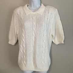 Vintage 1990s Partners by Mervyns Knit Sweater White Short Sleeve Medium NWT