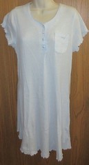 ARIA below KNEE length cotton poly ribbed knit PASTEL dot nightgown sz MEDIUM