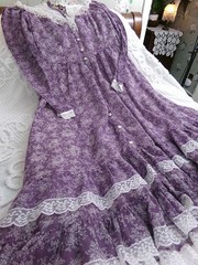GUNNE SAX vtg prairie dress, 1970s lavender calico floral XXS