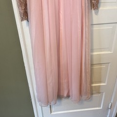 60’s Vintage Sylvia Pink Goddess Dress Size 11 Prom Maxi Empire Waist (c1)