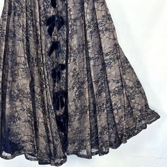 Vintage 1950s Navy Pink Floral Net Lace Tulle Halter Party Dress Velvet Bows