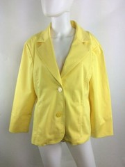 Chico’s Vintage Women Cotton 3/4 Sleeve Blazer Yellow Size 2 Large (49)