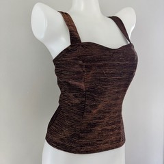 vtg 90s FORMULA X Brown Bronze Copper METALLIC Tank Top Club Delias S USA Y2K