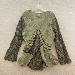 Y2K Vintage Top Blouse 18 20 Green Ditsy Floral Boho Fairy Grunge Cottagecore