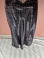 Vintage Y2K Apt.9 Black & Pink Heart Print Chemise Nightie Slip Dress Size XL