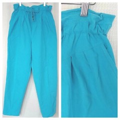 Vintage Justin Allen Bright Blue Dropped Yoke Drawstring Waist Pants Size Large