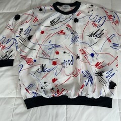Vintage 80s White Multicolor Paint Splatter Windbreaker Shirt Retro Womens