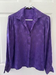 Vintage Ritz Silk Purple Blouse Equestrian Horse Cowgirl women’s S/M