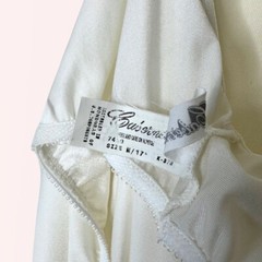 Vintage Cabernet Ivory Slip Dress – Size Medium, 1970s Shimmer Satin Lingerie