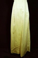 Designer Vintage 1970’s-1980’s Long Thick Lemon Green Silk Satin Gown Size 6