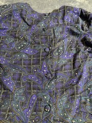 Karin Stevens Vintage Paisley Geometric Top & Skirt Set Purple Blue Size 12