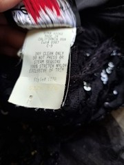 Vintage Karen Okada Climax Black Sequin Tulle Dress Size S 5/6 USA Asymmetrical