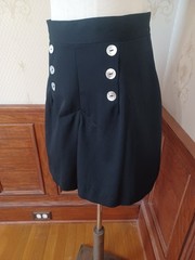 Vintage 1980s/1990s Willow Ridge Black High Waist Sailor Style Pinup Culottes