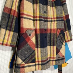 Vintage 50s 60s Plaid Wool Coat Mod Rainbow Hudson Large Atomic Hippy Hollywood