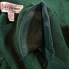 VTG Crystal Kobe Cardigan Sweater Women XL Green Embroidered Floral Gold Button