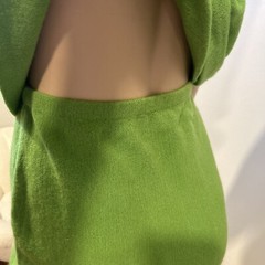 Vtg 60s Kimberly Knitwear Skirt Suit Set Lime Green Wool Mohair Mod Retro MCM