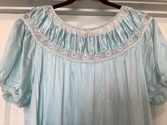 Vintage SAN SOUCI MEDIUM Long Night GOWN Blue w Lace Lingerie