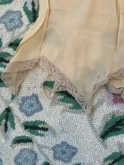 NOS Vintage 1920’s Peach Crepe & Lace Step In Teddy Chemise Slip Size 44! Large!