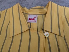 Vtg Mondi Women’s Shirt Pullover Button Back Loop Collar Striped W Germany 36