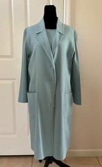 Vintage GENNY Light Blue Coat & Dress Set, Wool Silk Lycra, Size 46 (Italian)