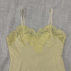 Vintage Sears Nylon Lace Full Slip Yellow Size 34 Dainty