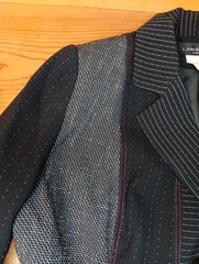 VTG Lana Lee Womens 10 Jacket Cropped Retro Black Gray Artsy Pinstripe Indie