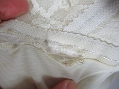 Vintage 50s 60s Loveable Satin Full Dress Slip Size 34B Ivory USA Made Lace