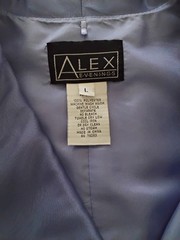 Alex Evenings Blouse Top Blue/Lavender Tie Belt Large