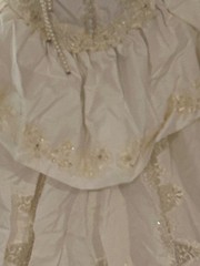 Vtg 1980s Beaded Pearl Lace Wedding Gown long Train Long Sleeve Glam Custom Made