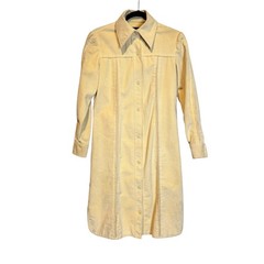 Vtg Sincerely Gidding Jenny Faux Suede Pintuck Shirt Dress Cream 70s Size S-M