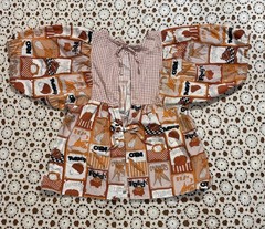 Design House Japan Vintage 70s Vegetables Mod Artist Smock Apron Shirt Hippie