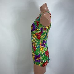 Vintage Jodee Swimsuit 50s 40s Style Floral Metallic Pin Up sz 16