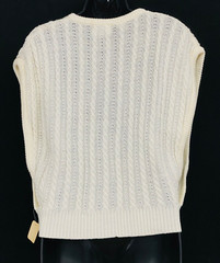 Vintage 1970s white sweater vest oversized knit top 1980s V neck deep sides