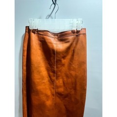 Moschino Cheap and Chic Vintage Knee-Length Orange Leather Pencil Skirt Sz 8