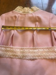 Vintage 60s Pink Shift Dress Cream Venise Lace Collar Mod Mini Covered Buttons