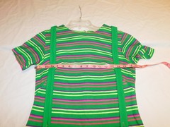 VTG 60s 70’s DRESS MINI JUMPER STRIPED KNIT POLY GREEN XS/S MOD GOGO GROOVY