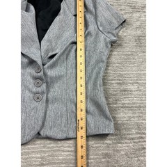 Ecru Blazer Top Womens Large Gray Short Sleeve Button Front Vintage Made in USA